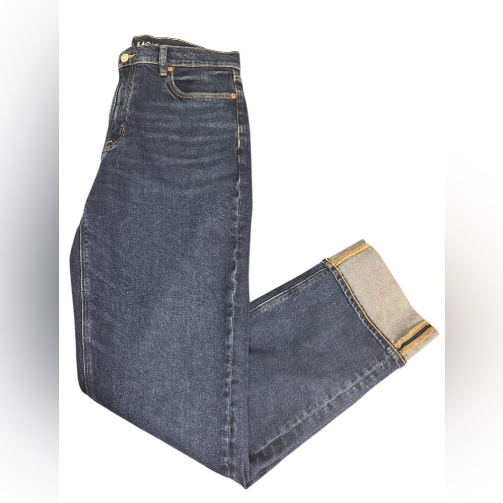 American Eagle Cuffed Super High Rise Straight Jeans NWOT Sz 10 - Picture 4 of 6
